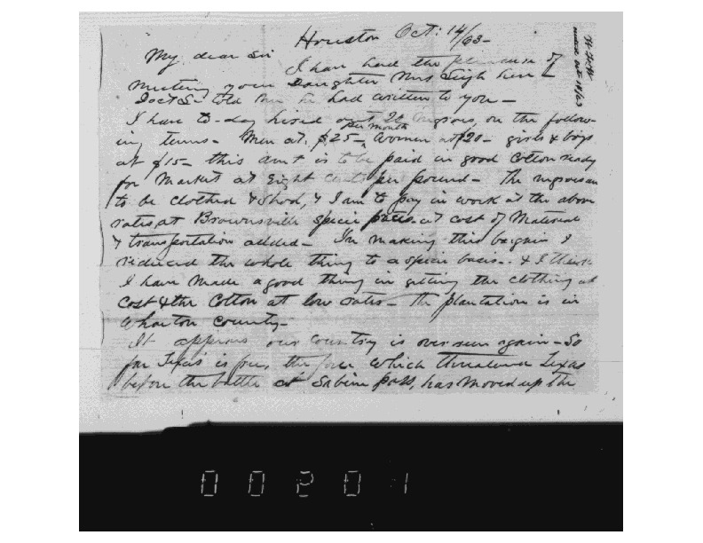 WF Weeks to John Moore, October 14, 1863, Weeks Family Papers, Reel
18, Frames
201-202.pdf