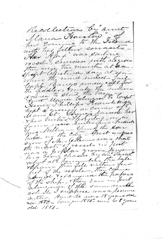 Recollections of Aunt Maria Houston, Avery Family Papers, Records of
the Antebellum Southern Plantations, Series J, Part 5, Reel 11,
947-948.pdf