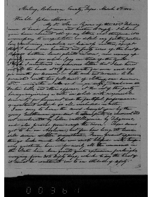 John Leigh to John C Moore, March 8, 1864, Weeks Family Papers, Reel
18, Frame
361-3630000.pdf