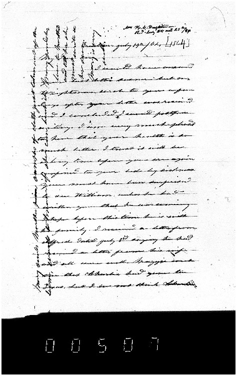 Harriet Weeks to John Moore, July 14, 1864, Weeks Family Papers, Reel
18, Frames
507-509.pdf