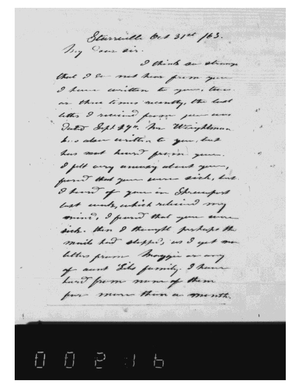 Allie Weeks to John Moore, October 31, 1865, Weeks Family Papers,
Reel 18, Frames
216-217.pdf